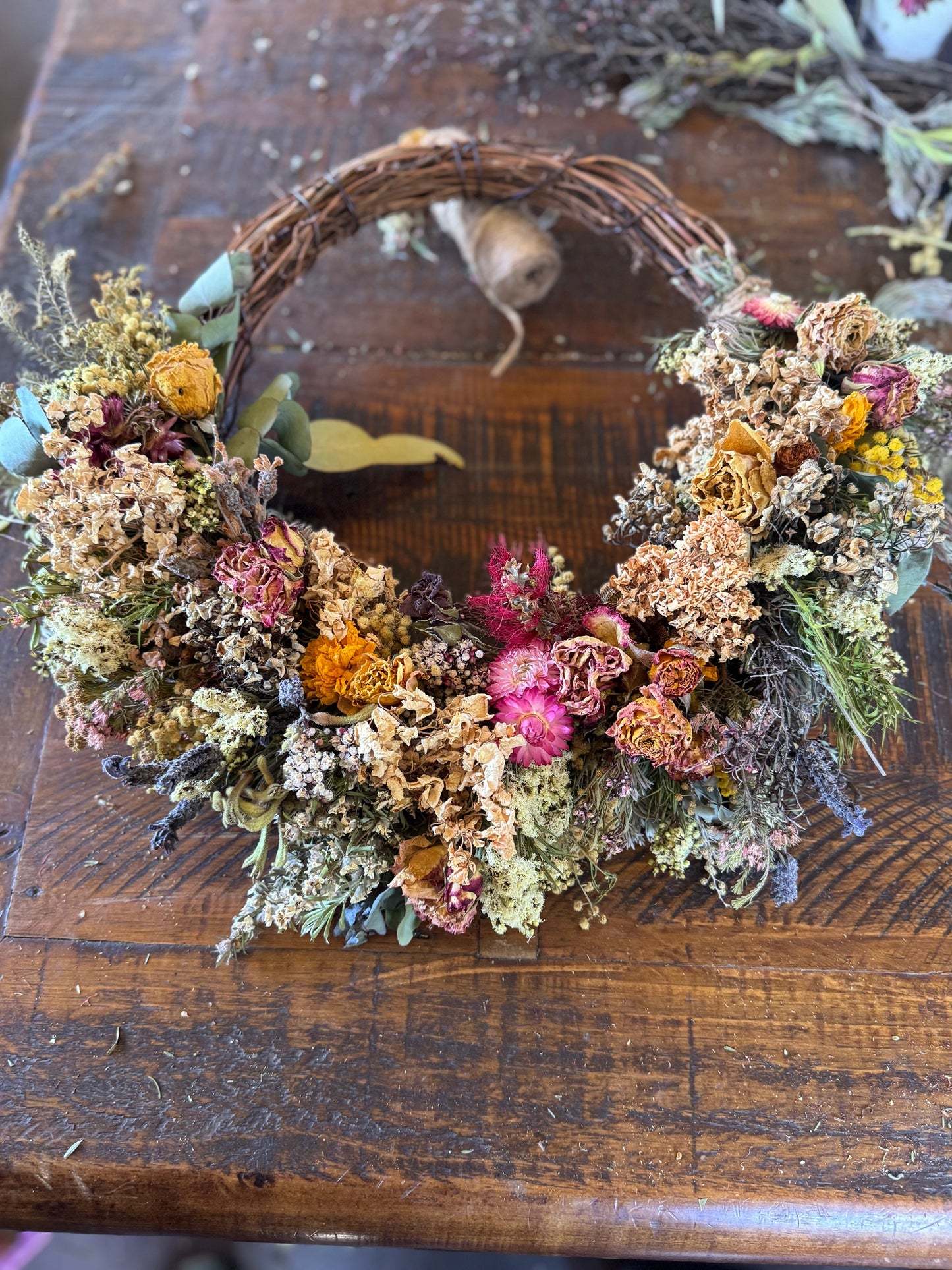 Marjorie Wreath - Large luxury wreath full with flowers in soft muted colours